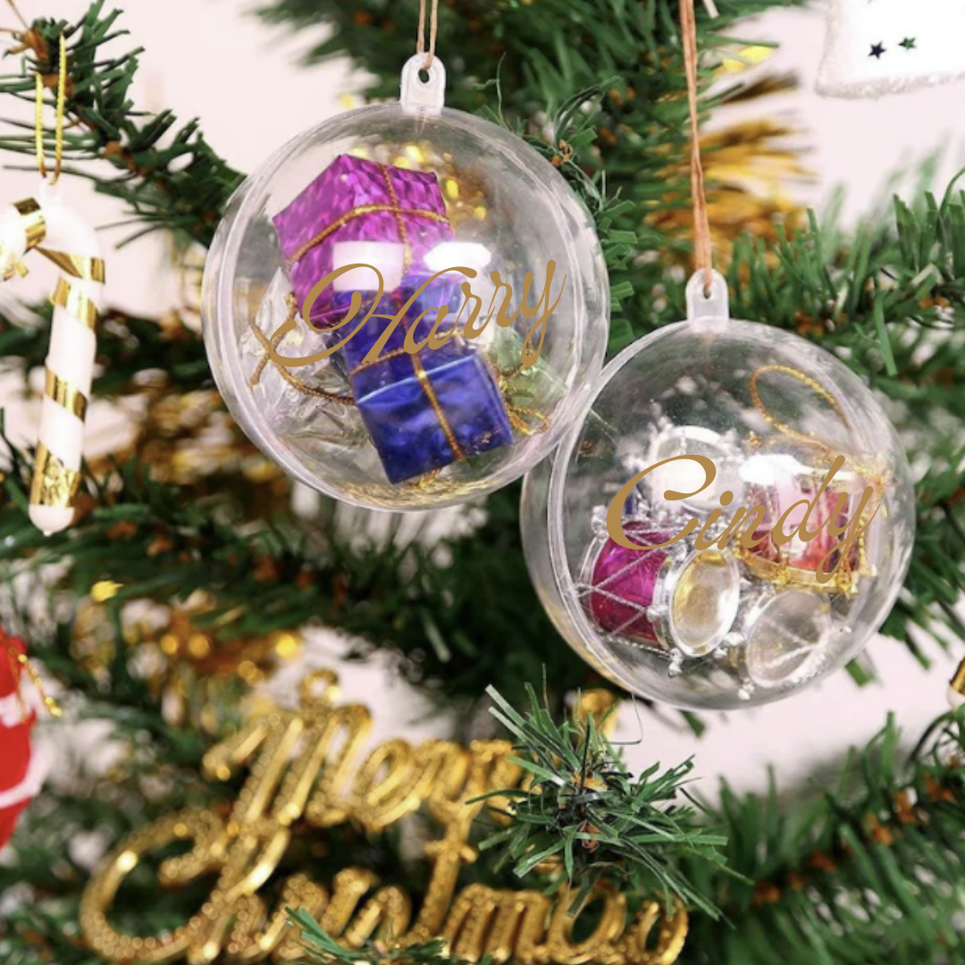 Personalised Fillable Christmas Baubles (8cm) – Set of 5