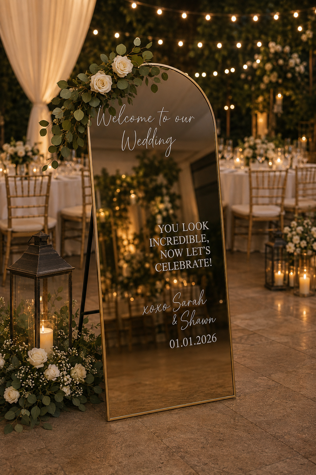 Gold Mirror Welcome Sign